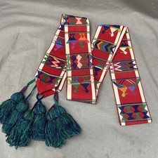 Vtg Hand Woven Guatemala Mayan Head Hair Wrap Cinta or Faja 6Tassels Embroidered picture