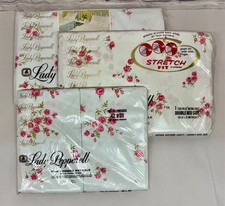 Vtg Lady Pepperell Percale Sheets Pillowcases Set Double Pink Roses Cottagecore picture