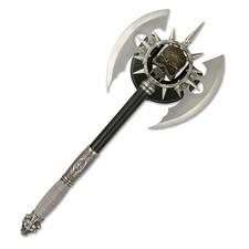 BladesUSA Fantasy Axe-Display Plaque w/Alloy Steel Wire Handle & Resin Skull picture