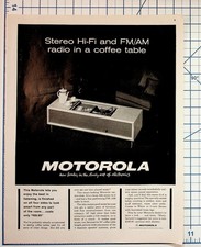 Vintage 1960s Motorola Coffee Table Stereo Hi-Fi FM AM Radio Ad Print Ephemera picture