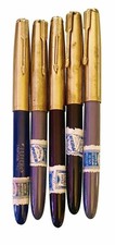 FIVE VINTAGE TUTOR FOUNTAIN PENS ARGENTINA, NOS NEW OLD STOCK, TAX REVENUE SEAL picture