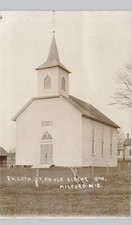 EV LUTHERAN ST PAUL CHURCH milford wi c1910 postcard wisconsin real photo rppc picture