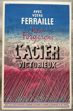 L’Acier Victorieux. Orig French World War Two poster by Tauzin. Delrieu, printer picture