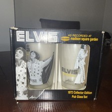 Silver Buffalo Elvis Presley 1972 Madison Square Garden Pub Glass Set NEW picture