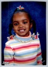 Vtg Color Snapshot African American Girl Kayla Striped Turtleneck Hair Ribbons picture