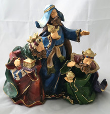Vintage Hand Signed Three Wise Men Nativity Figurine A. Bollinger 2003 Folk Art  picture