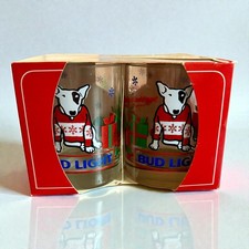 NWT 1987 Bud Light Spuds MacKenzie Christmas beer glasses. picture