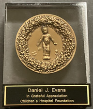 UNIQUE  Governor Daniel J. Evans' Children's Hospital Foundation Medal in Glass picture