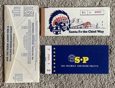 Vintage 1961 Santa Fe & Southern Pacific Train Ticket Lot - Phoenix to Iowa Maps picture