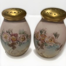 Two Vintage Sanborn-Bohm Hand-Painted Porcelain Salt & Pepper Shakers with Roses picture