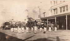 Marching Band Trolley Car Old Store Eagle Lebanon PA 1907 RPPC Postcard picture