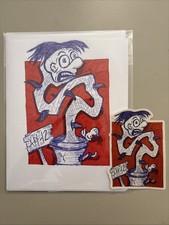6x8 Original Art W/Ball Point Pen & Sticker - Plant Man picture