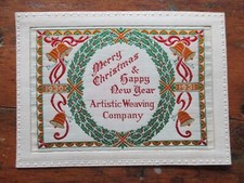 1930 antique CHRISTMAS ADVERTISING real textile postcard ARTISTIC WEAVING CO NJ picture