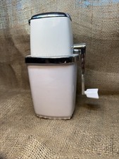 Vintage 1950s Swing Away White Metal Plastic Manual Hand Crank Ice Cube Crusher picture