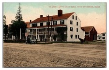 West Brookfield MA Ye Olde Tavern Horse c1909 Buggy Old Car Antique Postcard G1 picture