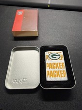 2000 Zippo Lighter – Green Bay Packers – Brushed Chrome – Original Metal Case – picture