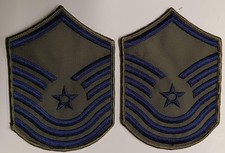 2 patches military gi issue air force usaf smsgt e-8 & msgt e-7 insignia 1986-92 picture