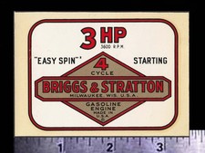 BRIGGS & STRATTON 3 HP Engine - Orig. Vintage Racing Water Slide Decal Go Kart picture
