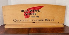 Red Wing Shoes Quality Leather Belts Advertising Wood Sign Double Sided 20” x 7” picture