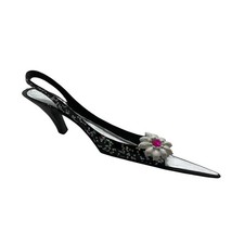 NWT Vintage Pacific Rim Black Slingback High Heel Shoe Christmas Ornament picture