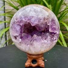 3.15LB Natural Amethyst Agate Open Smile Sphere Healing Wealth Crystal Geode Dec picture