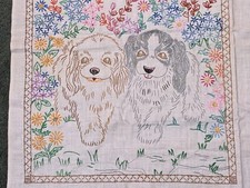 Vintage Handmade Sampler Puppies And Flowers Super Cute picture