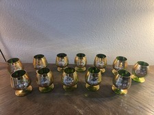 Set of 12 Green Gold Floral Bohemian Shot Glasses picture