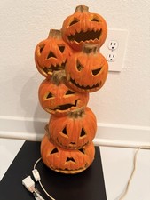 VTG Trendmasters Halloween Foam Pumpkins Stacked Jack O Lantern Totem 18