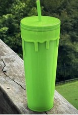 1* 24oz Slime Green Glow in the Dark Tumbler Cup Portable Vessel W/ Straw Green picture