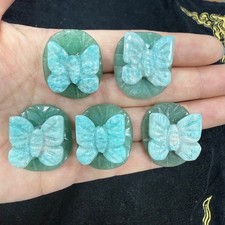 5pc Natural Amazonite Carved Butterfly Reiki Crystal Skull Decor gift picture