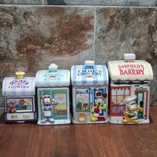 Vintage Garfield Danbury Mint Ceramic Canister Set Complete 4pc Bakery Grocery f picture