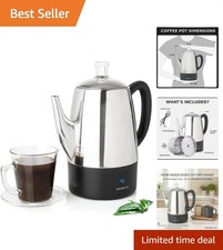 Elegant 10-Cup Electric Percolator Coffee Pot - Stainless Steel & Keep Warm picture