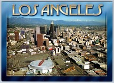 Los Angeles CA Downtown Skyline Staples Center Aerial View Chrome Postcard picture