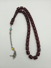 Rare Faturan Bakelite Tasbih 33 Beads barrel 68g 10x13mm Red Islamic Prayer  picture