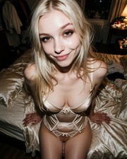 Blonde Busty Bombshell Model Pinup Satin Lingerie 8x10 Photo Print - 82476 picture