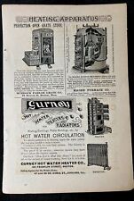 1887 antique GURNEY RADIATOR WATER HEATER AD Furnaces Great Graphics Stoves picture