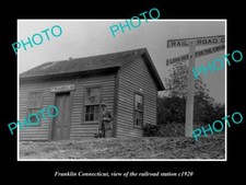 OLD LARGE HISTORIC PHOTO OF FRANKLIN CONNECTICUT THE RAILROAD STATION c1920 picture