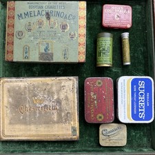Antique Lot Of Medical Medicine Advertising Tins Cigarette Tin Speed Drills picture