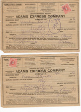 1916 New Bedford MASS Adams Express Co Receipts WWI Revenue Stamps Theater Film picture