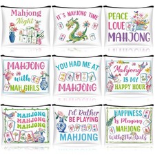 SilTriangle 9 Pcs Mahjong Cosmetic Bag Gifts 8.66 x 6.33 inches, Multicolor picture