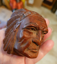 Vintage Hand Carved Detailed Native American Chief Tobacco Pipe Art 1940's picture