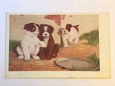 Postcard Puppies Dogs Playing Mischief 