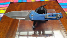 Medford American Service Knife Blue Aluminum Frame Lock Drop Point Plain SS Clip picture
