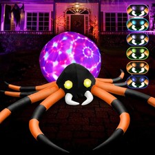12Ft Halloween Inflatable Spider with Color-Changing Eyes & Flashing Belly - Out picture