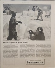 1946 Owens Corning Fiberglas Vintage Ad Small Knights in Glass Armor picture