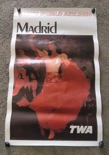 Vintage TWA Poster Madrid Spain 25