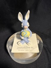 Retired Hagen Renaker Blue Rabbit with Easter Egg picture