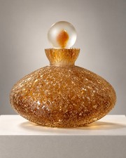 Vintage Fifth Avenue Crystal Amber Geode Perfume Bot Frosted Glass Stopper 4.5” picture