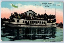 1912 Tampa Florida FL Postcard Steamer Gypsy St. Petersburg Grille Line Exterior picture