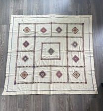 Vintage Hand Embroidered Table Cloth Traditional Czech Slovak 45x48 Boho picture